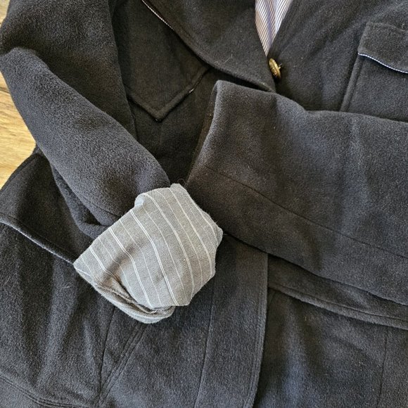 Utility Military Jacket Coat Size S Navy Blue Steampunk L.A.M.B. Angora Wool - Picture 5 of 13